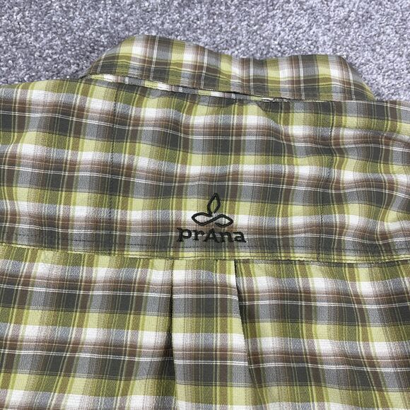 Prana Shirt Mens Extra‎ Large Button Up Plaid Breathable Outdoors Mesh Green - Picture 11 of 16